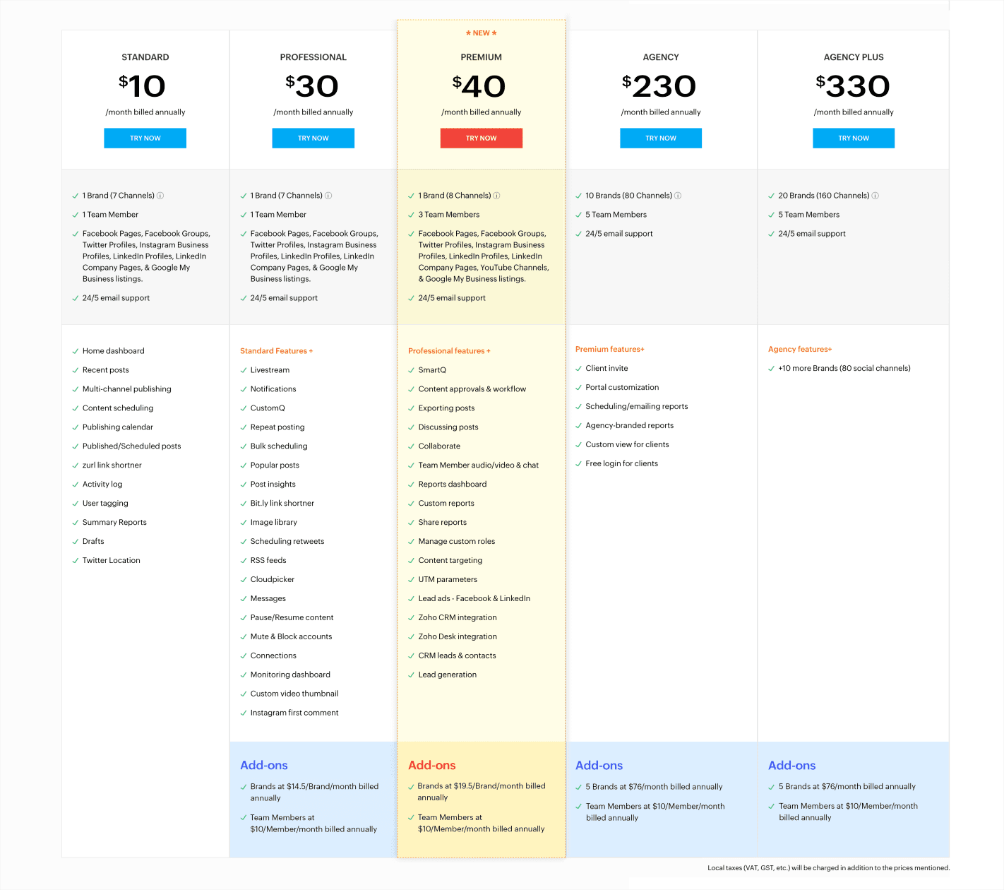 Zoho Social pricing